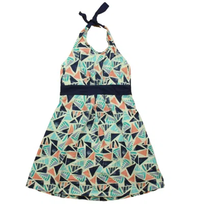 Pre-owned Tea Kids' Girls Blue Pink White Dress