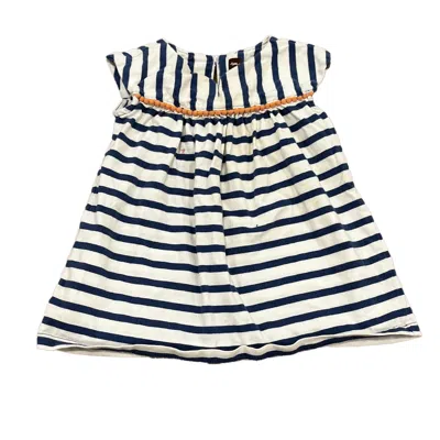Pre-owned Tea Kids' Girls Blue Stripe Dress