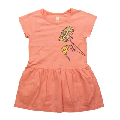 Pre-owned Tea Kids' Girls Coral Dress In Orange