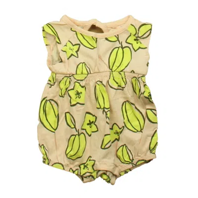 Pre-owned Tea Kids' Girls Coral Yellow Romper In Orange