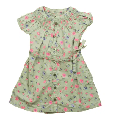 Pre-owned Tea Kids' Girls Gray Pink Floral Dress In Grey