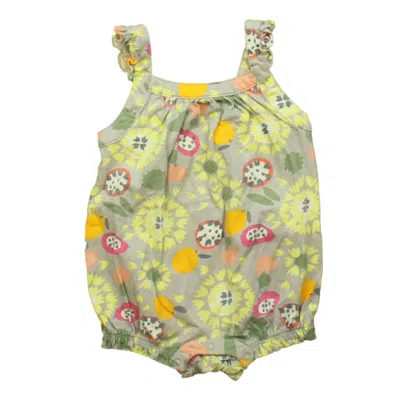 Pre-owned Tea Kids' Girls Gray Pink Romper In Grey