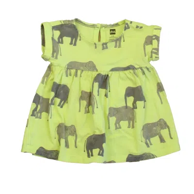 Tea Kids' Girls Green Elephants Dress