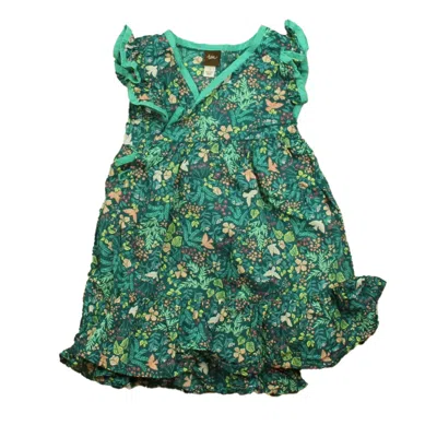 Tea Kids' Girls Green Floral Dress In Multi