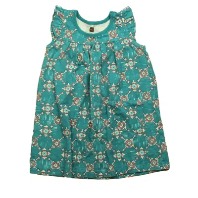 Pre-owned Tea Kids' Girls Green Pink Dress In Multi