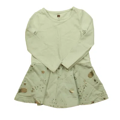 Pre-owned Tea Kids' Girls Grey Gold Dress