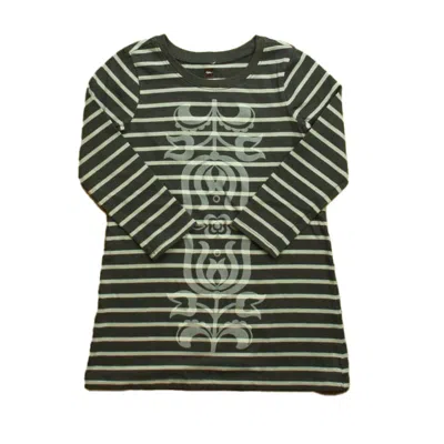 Pre-owned Tea Kids' Girls Grey Stripes Dress