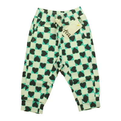 Pre-owned Tea Kids' Girls Heart Checkerboard Leggings In Pink