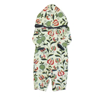 Tea Kids' Girls Ivory Blue Red Floral Long Sleeve Outfit In Multi
