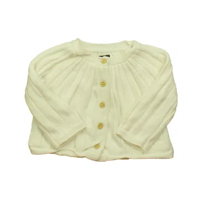 Pre-owned Tea Kids' Girls Ivory Cardigan In White
