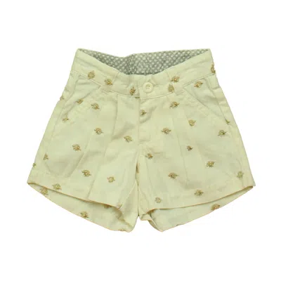 Pre-owned Tea Kids' Girls Ivory Gold Shorts