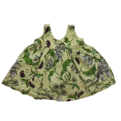 Tea Kids' Girls Ivory Green Foral Dress In Animal Print