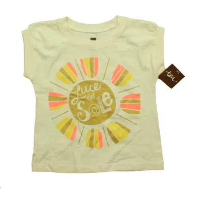 Tea Kids' Girls Ivory Pink Short Sleeve Shirt In Yellow