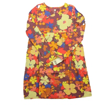 Tea Kids' Girls Maroon Floral Dress In Multi