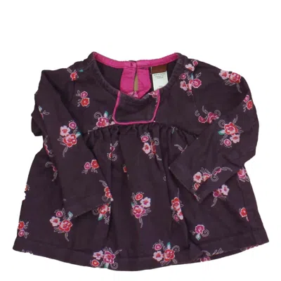 Pre-owned Tea Kids' Girls Maroon Pink Long Sleeve T-shirt In Red