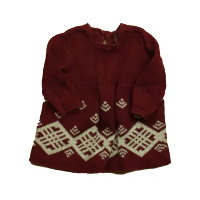Tea Kids' Girls Maroon Sweater Dress In Multi