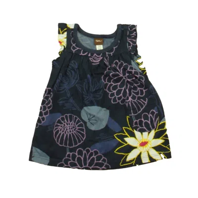 Tea Kids' Girls Navy Floral Dress In Animal Print