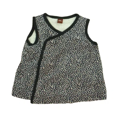 Pre-owned Tea Kids' Girls Navy Floral Tank Top In Blue