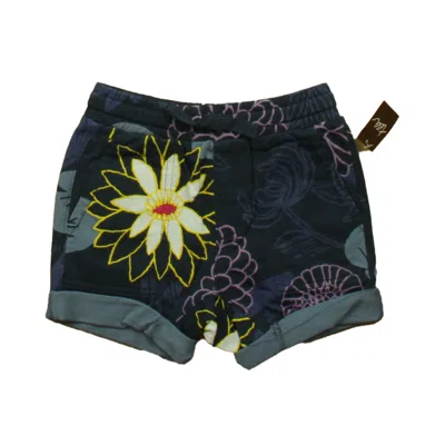 Tea Kids' Girls Navy Purple Floral Shorts In Black