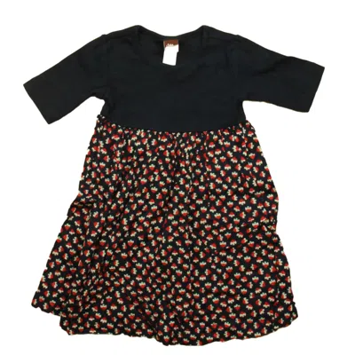 Pre-owned Tea Kids' Girls Navy Red Dress In Multi
