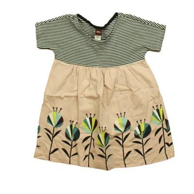 Tea Kids' Girls Navy White Pink Dress In Green
