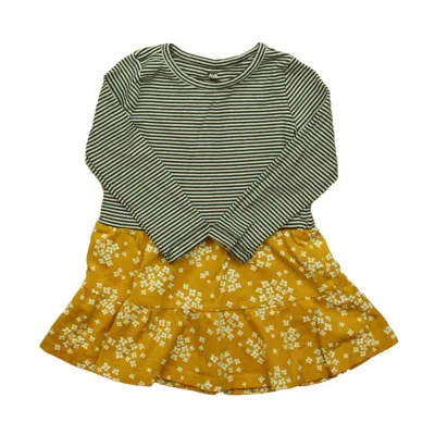 Tea Kids' Girls Navy White Yellow Dress In Animal Print