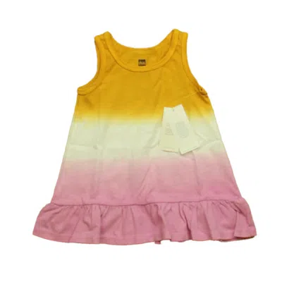 Pre-owned Tea Kids' Girls Orange Pink White Dress