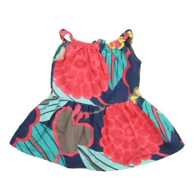Pre-owned Tea Kids' Girls Pink Blue Floral Dress In Multi