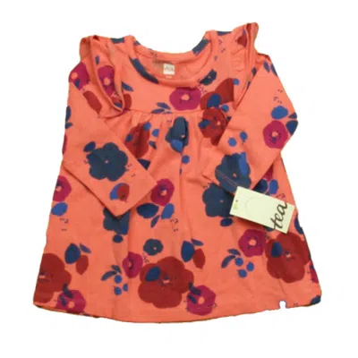 Pre-owned Tea Kids' Girls Pink Blue Floral Dress In Multi