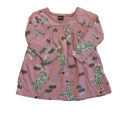 Pre-owned Tea Kids' Girls Pink Cheetah Dress In Multi