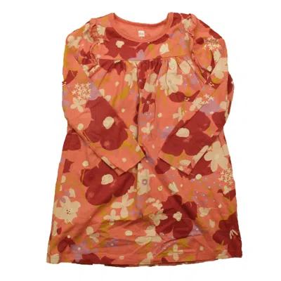 Tea Kids' Girls Pink Floral Dress In Brown