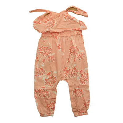 Pre-owned Tea Kids' Girls Pink Floral Jumper In Multi
