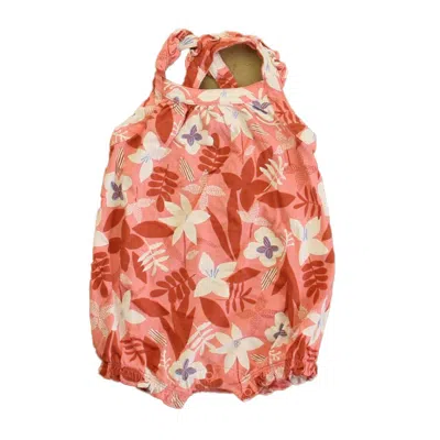 Pre-owned Tea Kids' Girls Pink Floral Romper In Multi