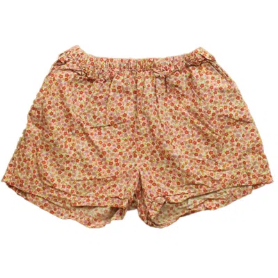 Pre-owned Tea Kids' Girls Pink Floral Shorts In Multi