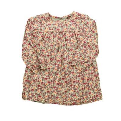 Pre-owned Tea Kids' Girls Pink Gray Floral Dress