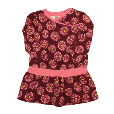 Tea Kids' Girls Pink Green Floral Dress In Red