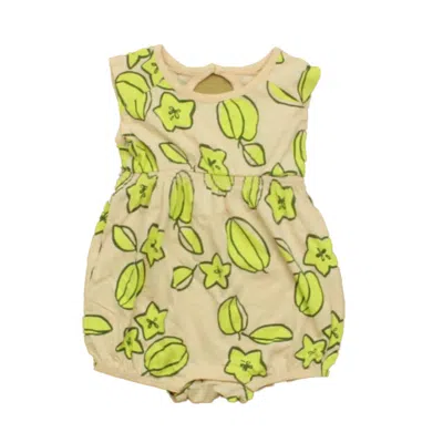 Pre-owned Tea Kids' Girls Pink Green Romper In Multi