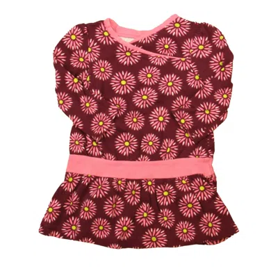 Pre-owned Tea Kids' Girls Pink Maroon Floral Dress In Multi