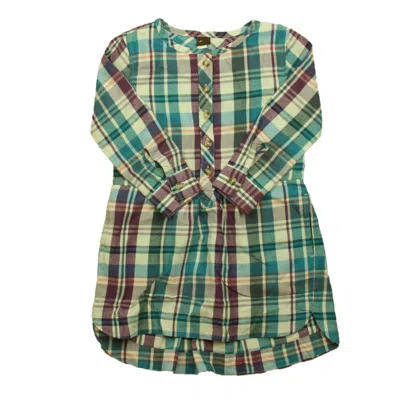 Pre-owned Tea Kids' Girls Purple Blue Plaid Dress