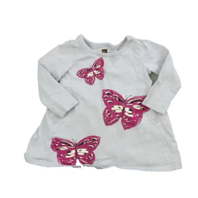 Pre-owned Tea Kids' Girls Purple Butterflies Dress In Multi