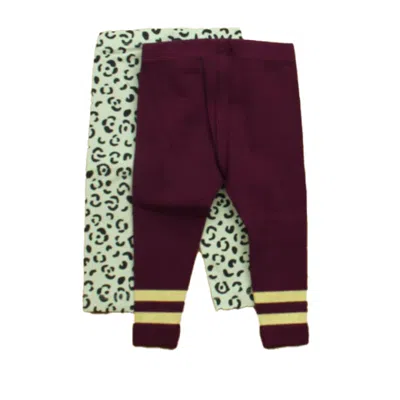 Pre-owned Tea Kids' Girls Purple Cheetah Leggings