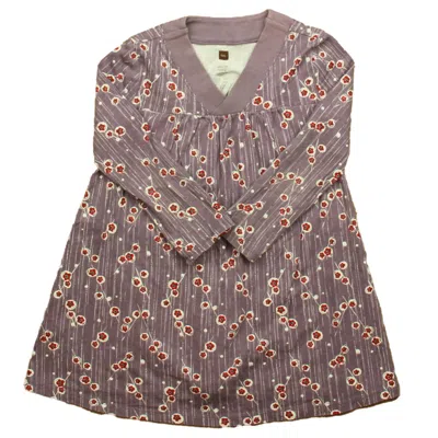 Tea Kids' Girls Purple Floral Dress In Gray
