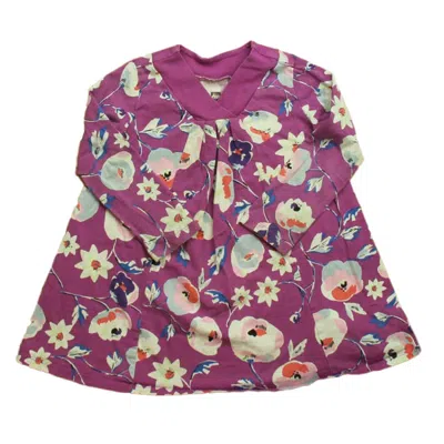Pre-owned Tea Kids' Girls Purple Floral Long Sleeve Shirt