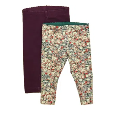 Pre-owned Tea Kids' Girls Purple Pink Floral Leggings