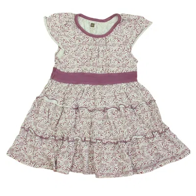 Tea Kids' Girls Purple White Dress In Sand