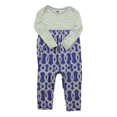Pre-owned Tea Kids' Girls Purple White Long Sleeve Outfit