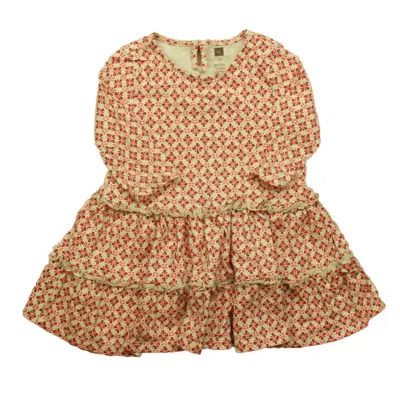 Pre-owned Tea Kids' Girls Red Coral Dress