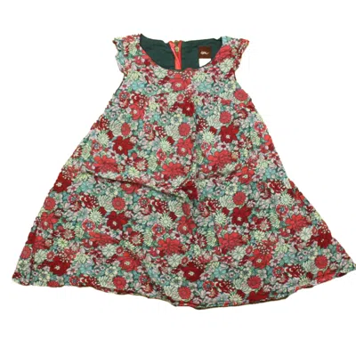 Tea Kids' Girls Red Floral Dress In Multi