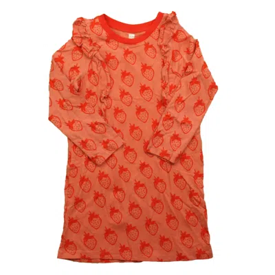 Pre-owned Tea Kids' Girls Red Strawberry Dress