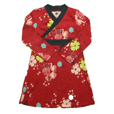 Tea Kids' Girls Red Yellow Floral Dress In Multi
